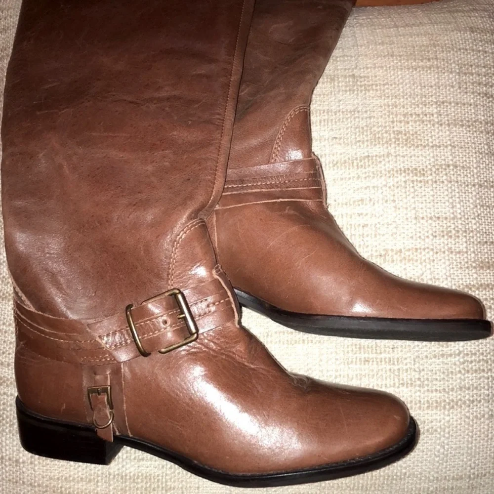 Matisse Flashback Leather Tall Riding Boots SIZE 7 block heel biker winter boots